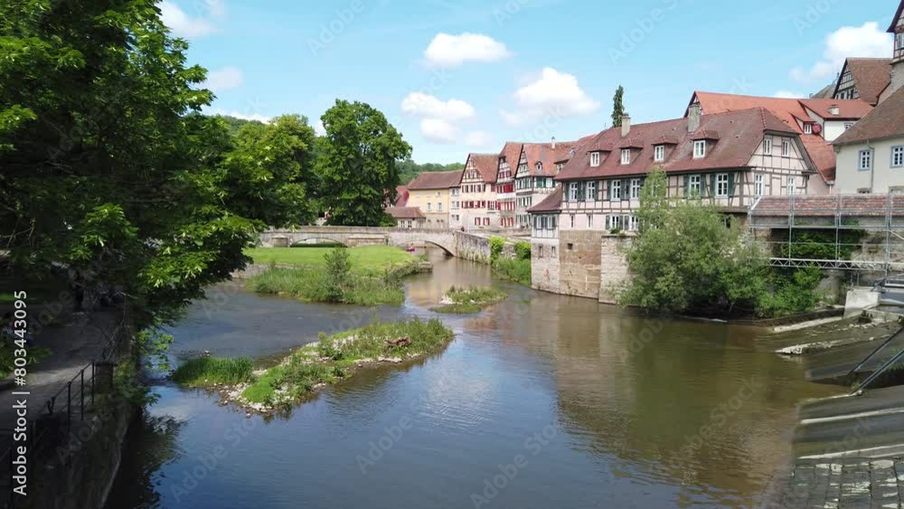 Oldtown and river of the medieval town of Schwaebisch Hall Oldtown and river of the medieval town of Schwaebisch Hall