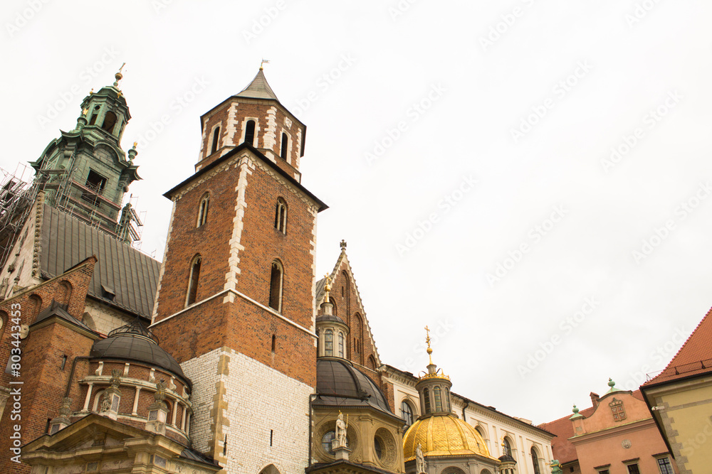 View of the Wawel Castle on a spring day. Close-up. Krakow. Poland.