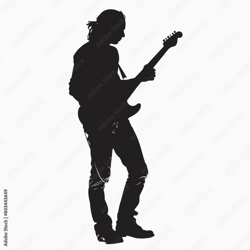 silhouette of a guitarist on a white background. Generative AI silhouette of a guitarist on a white background. Generative AI