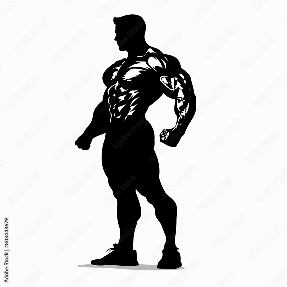 silhouette of a bodybuilder on a white background. Generative AI silhouette of a bodybuilder on a white background. Generative AI