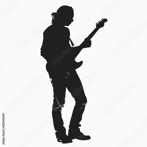 silhouette of a guitarist on a white background. Generative AI