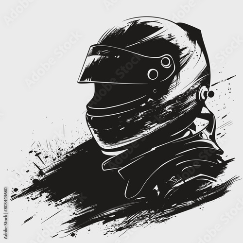 silhouette of a car racer on a white background. Generative AI