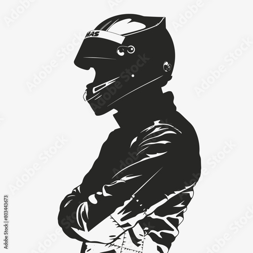 silhouette of a car racer on a white background. Generative AI