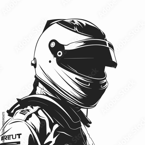 silhouette of a car racer on a white background. Generative AI