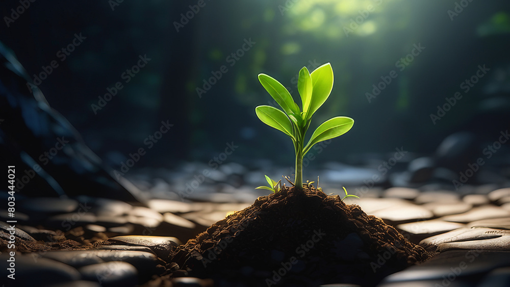 custom made wallpaper toronto digitalplant growing from the ground, plant in the sand. plant in the ground. plant growing in the soil. close up view of a small plant growing concept	