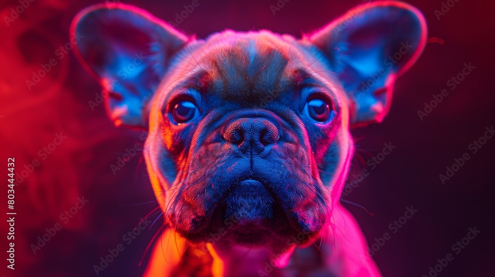 French bulldog in neon lights