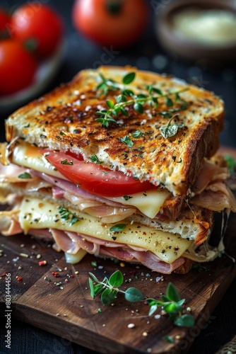 Close Up of Australian Toasted Sandwich on Cutting Board