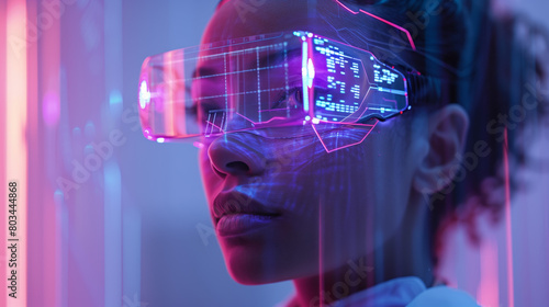 Wallpaper Mural A person wearing futuristic wearable health monitoring devices that seamlessly track vital signs, activity levels, and other health metrics in real-time. Torontodigital.ca