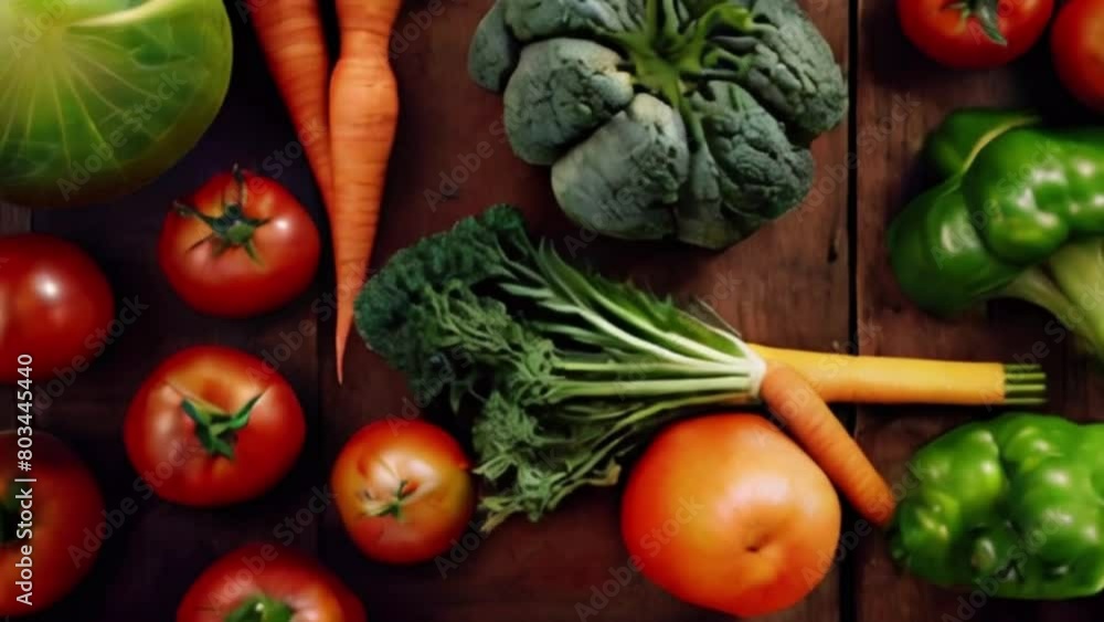 Variety of Fresh Vegetables on a Wooden Table Variety of Fresh Vegetables on a Wooden Table