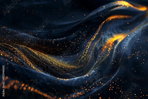 abstract background dark blue gold particle digital art illustration 