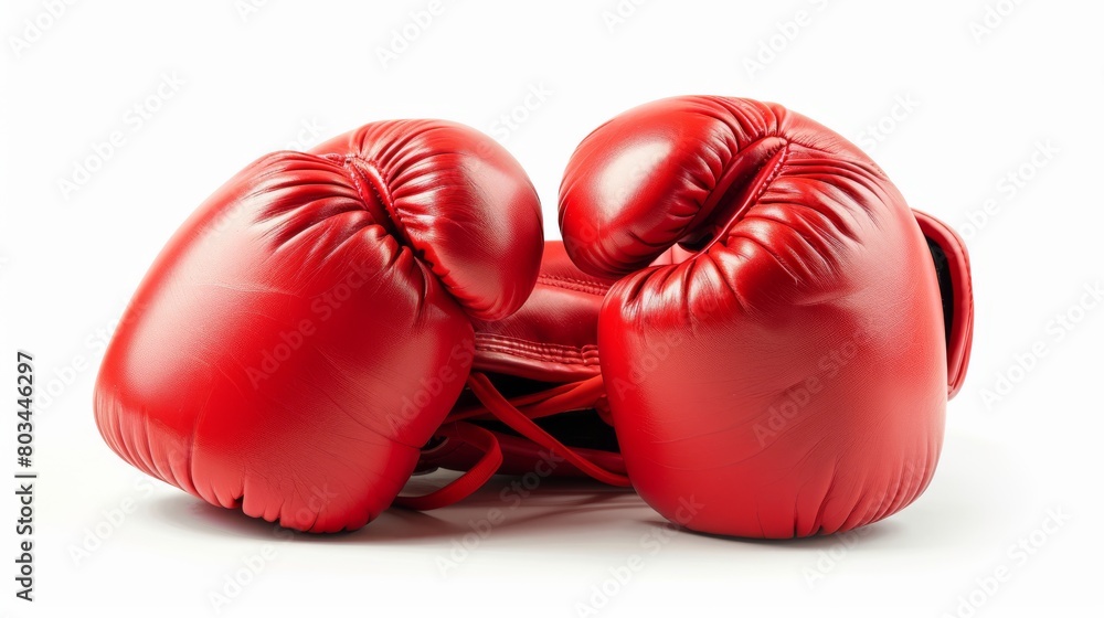 A pair of red boxing gloves on a white background