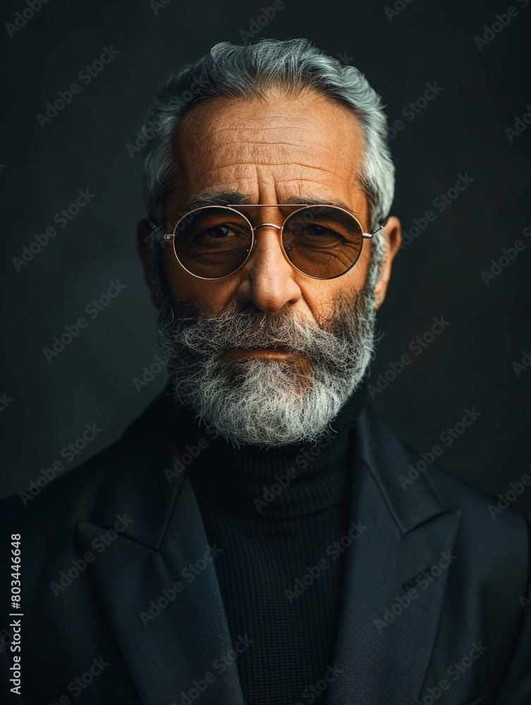 Fototapeta premium Elderly Man With Beard and Glasses