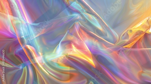 Vibrant digital art of flowing silk textures with iridescent color spectrum