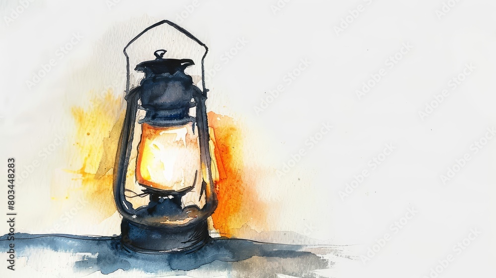 A watercolor painting of a lantern
