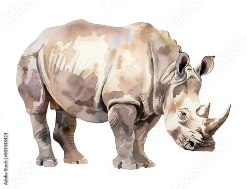 rhino watercolor digital painting good quality