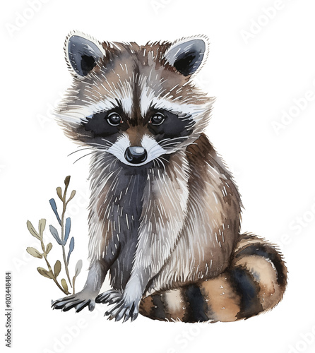 raccoon watercolor digital painting good quality