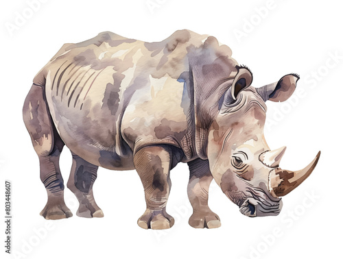 rhino watercolor digital painting good quality