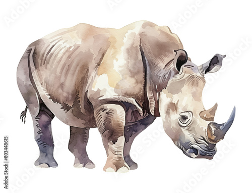 rhino watercolor digital painting good quality