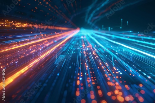 data connection speed lines technology abstract background highspeed transmission glowing neon trails dark grid connectivity 