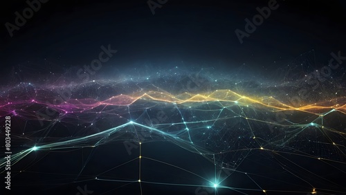 Internet data transmitting, Digital background, A great quantity of glowing joint connected 3 dimension Dots 