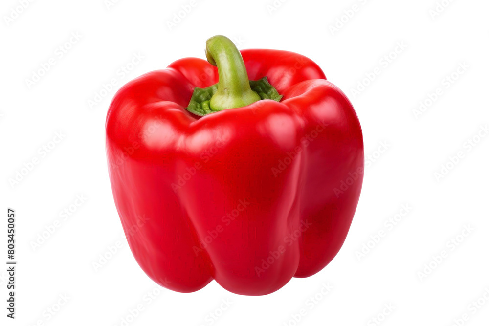 A red pepper sits on a white background, transparent background A red pepper sits on a white background, transparent background