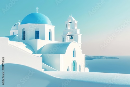 The whitewashed buildings of Santorini stand in stark contrast to the deep blue of the Aegean Sea. The island's iconic blue-domed churches are a popular tourist destination.