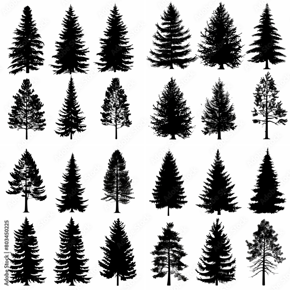 black tree silhouette set pure badge eco outline recreation breath emblem label protection graphic pine trunk woodland black tree silhouette set pure badge eco outline recreation breath emblem label protection graphic pine trunk woodland