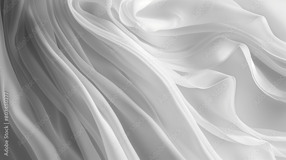Elegant white satin fabric waving in soft curves Elegant white satin fabric waving in soft curves