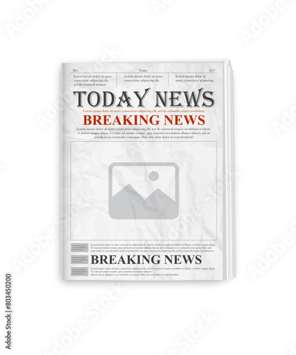 Newspaper layout. Breaking world news tabloid on newspaper. Realistic vector illustration.