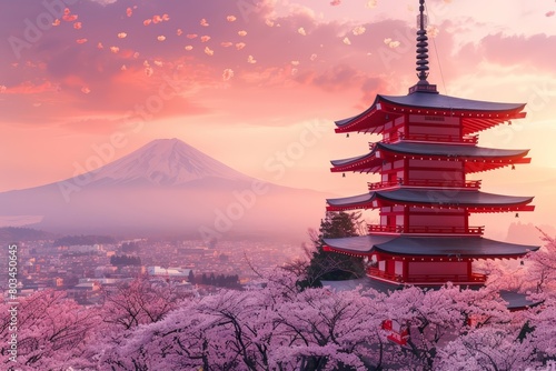 A beautiful landscape of Mount Fuji in Japan