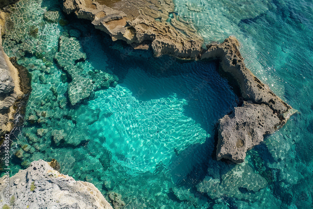 A tranquil image of Heart Island's heart-shaped lagoon, with its crystal-clear waters inviting a refreshing swim.