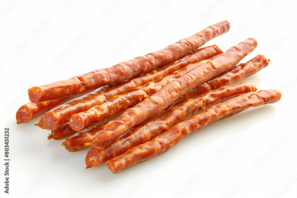 Stack of Bacon Sticks on White Background Stack of Bacon Sticks on White Background