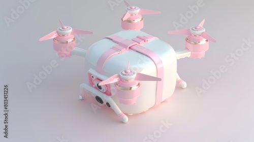 Generate a 3D model of a pink and white delivery drone photo