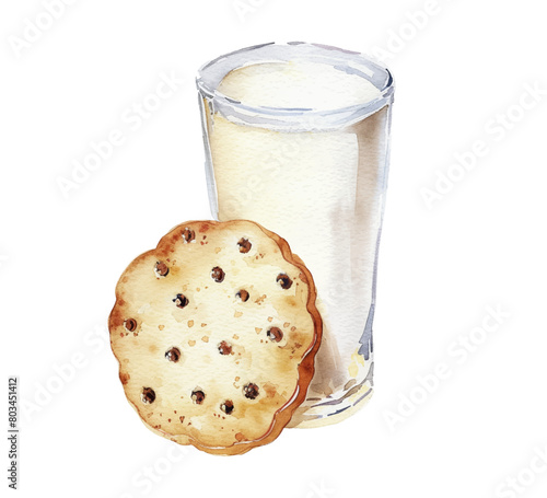 milk and cookie watercolor digital painting good quality