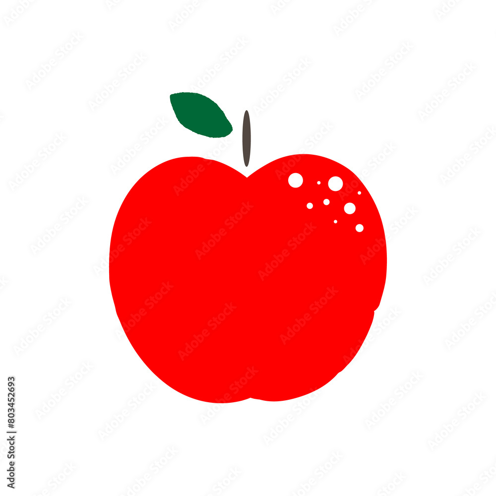 Fototapeta premium 葉つきの赤いりんごのイラスト red apple illustration