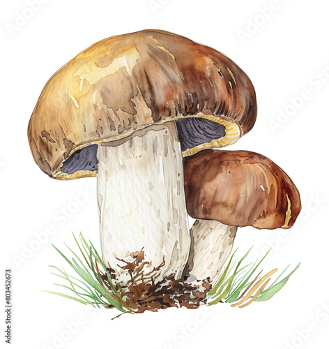 porcini mushroom watercolor digital painting good quality