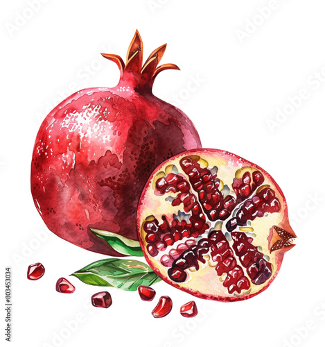 pomegranate watercolor digital painting good quality