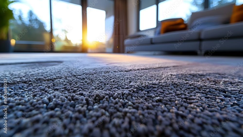 Room with a large dust miteinfested carpet. Concept Dust Mites