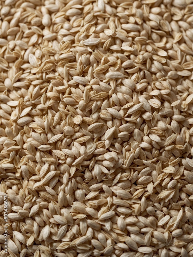 Large quantity of job's tears grains piled together, filling entire frame. Grains light beige color, have slightly elongated, oval shape with pointed tip. Texture appears smooth, somewhat shiny. Large quantity of job's tears grains piled together, filling entire frame. Grains light beige color, have slightly elongated, oval shape with pointed tip. Texture appears smooth, somewhat shiny.