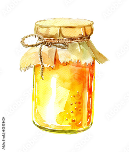 honey jar glass watercolor digital painting good quality