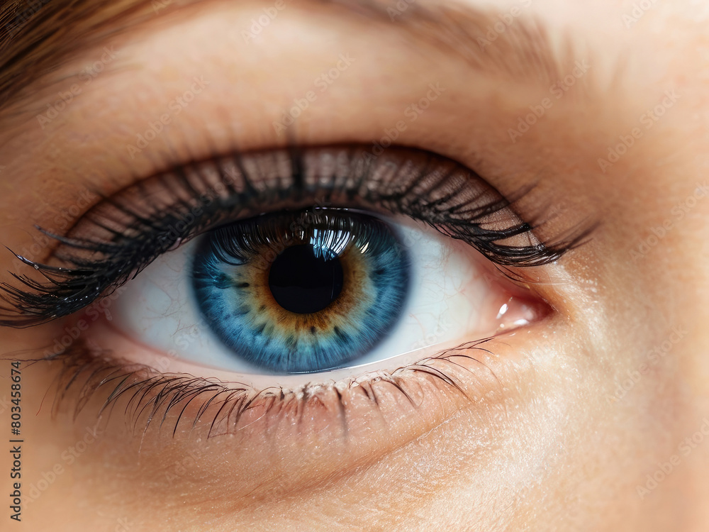 Close up of female opened eye. Close up of female opened eye.