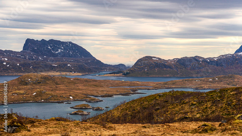 nature sceneries inside the Lofoten Islands, Norway, during the spring season