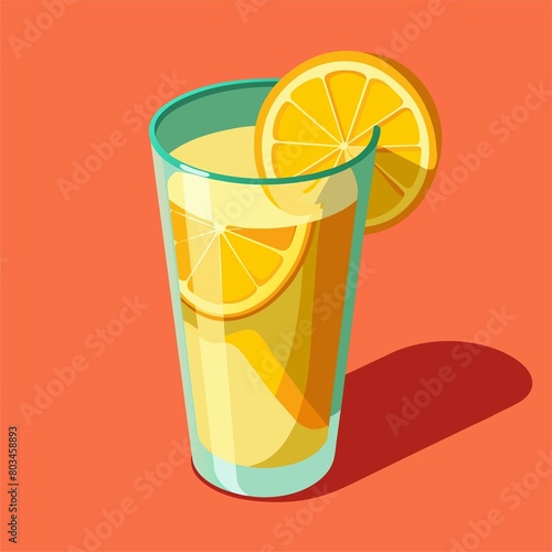 Art & Illustration, A raster image of a glass of lemonade on a colorful background.