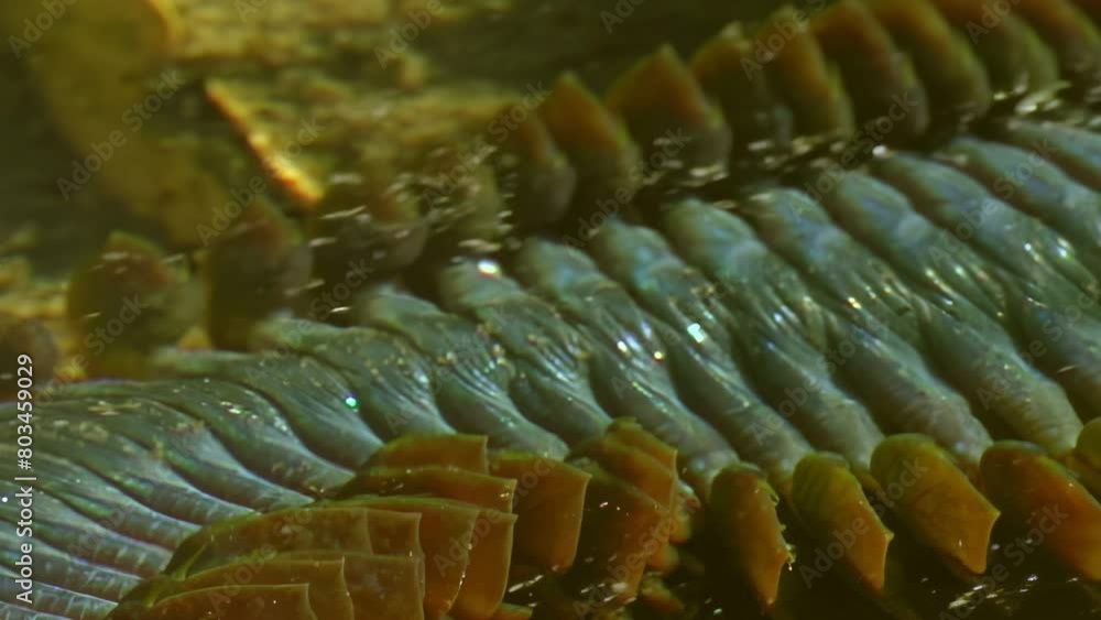 Terrifying appearance of underwater sea worm Nereis virens, close up ...