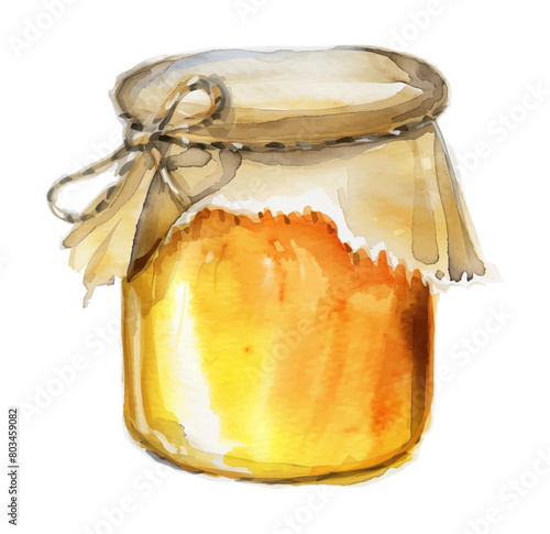 honey jar glass watercolor digital painting good quality