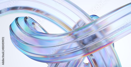 Abstract glass shape on light background, 3d render