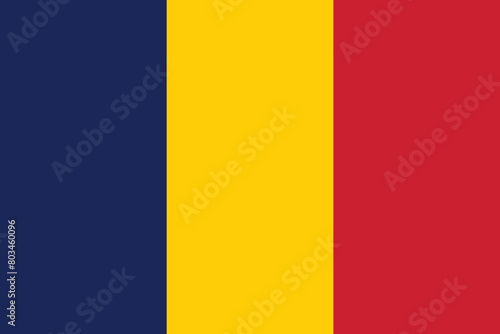 National flag of Chad original size and colors vector illustration, Drapeau du Tchad or Flag of the Republic of Chad, Pan-African colours Chad Flag