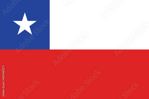National flag of Chile original size and colors vector illustration, La Estrella Solitaria or The Lone Star, Republic of Chile flag photo