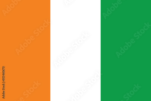 National Flag of Ivory Coast original size and colors vector illustration, drapeau de la Cote dIvoire, Republic of Ivory Coast flag photo