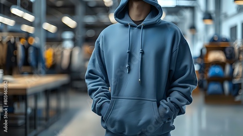 Elegant Blue Hoodie with Simple Design and Rich Color